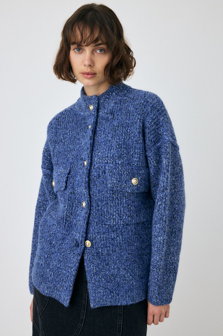 MOUSSY「MIX YARN OVER ニット カーディガン」|カーディガン|BLU