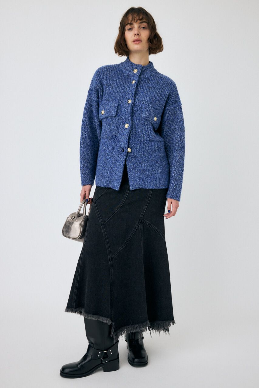 MOUSSY「MIX YARN OVER ニット カーディガン」|カーディガン|