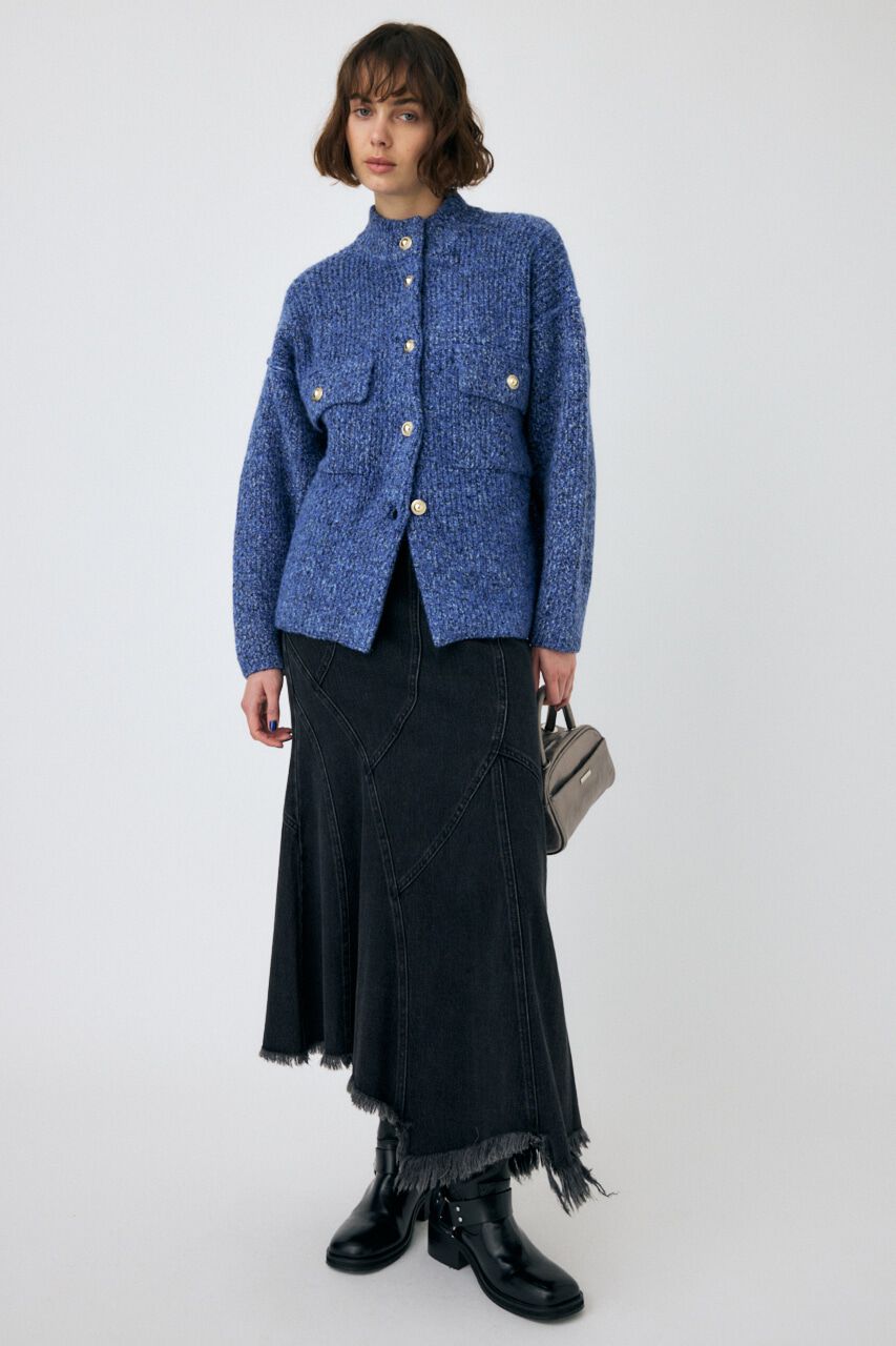 MOUSSY「MIX YARN OVER ニット カーディガン」|カーディガン|