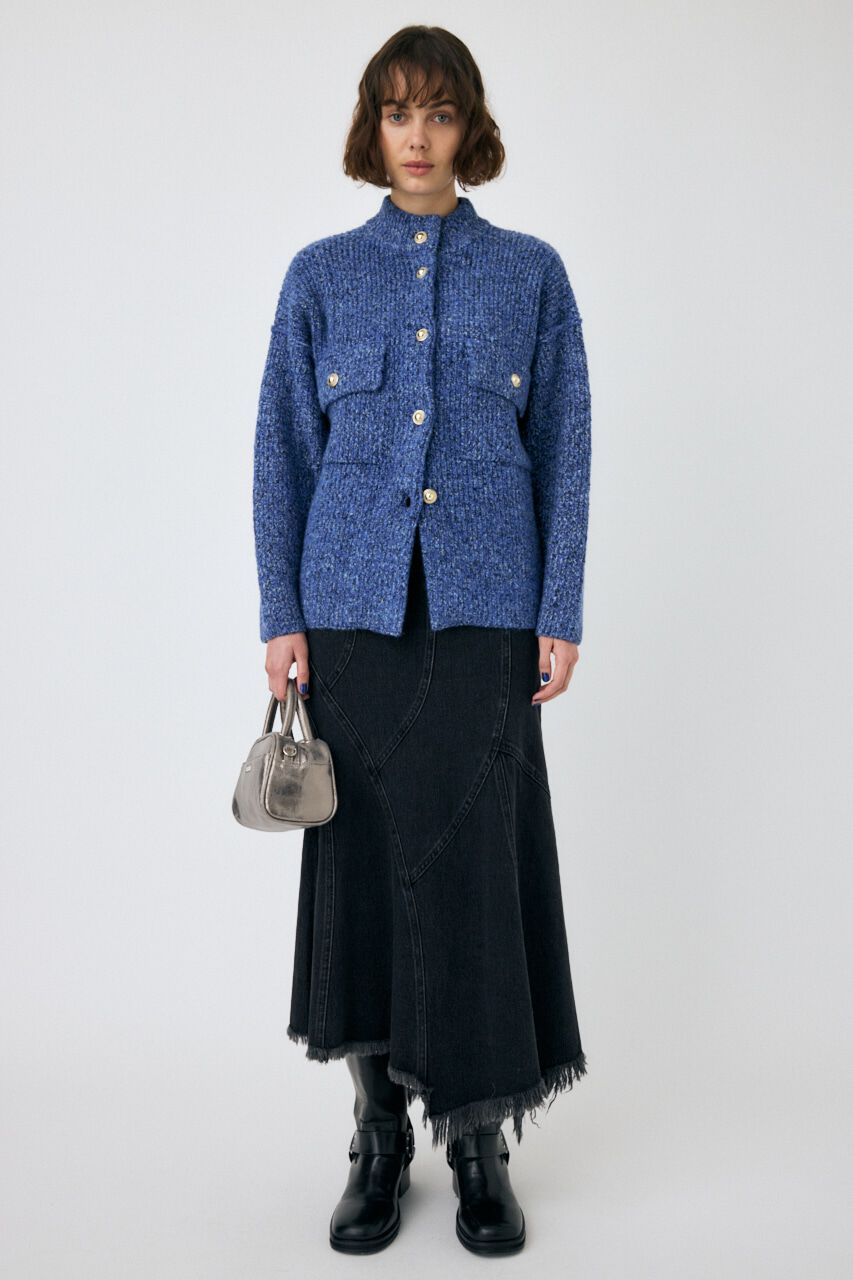 MOUSSY「MIX YARN OVER ニット カーディガン」|カーディガン|