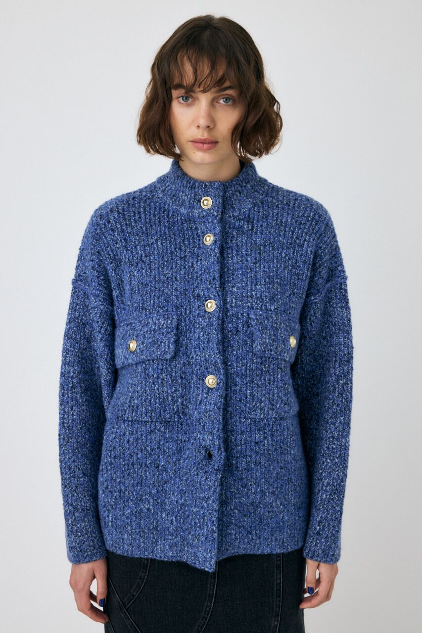 MOUSSY「MIX YARN OVER ニット カーディガン」|カーディガン|