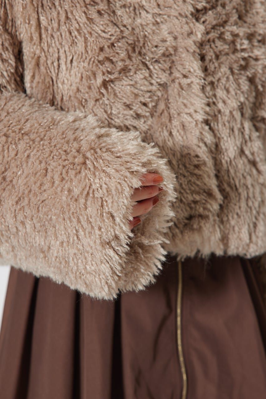 rienda「ショート丈フェイクプードルファーブルゾン」|ブルゾン・スタジャン|