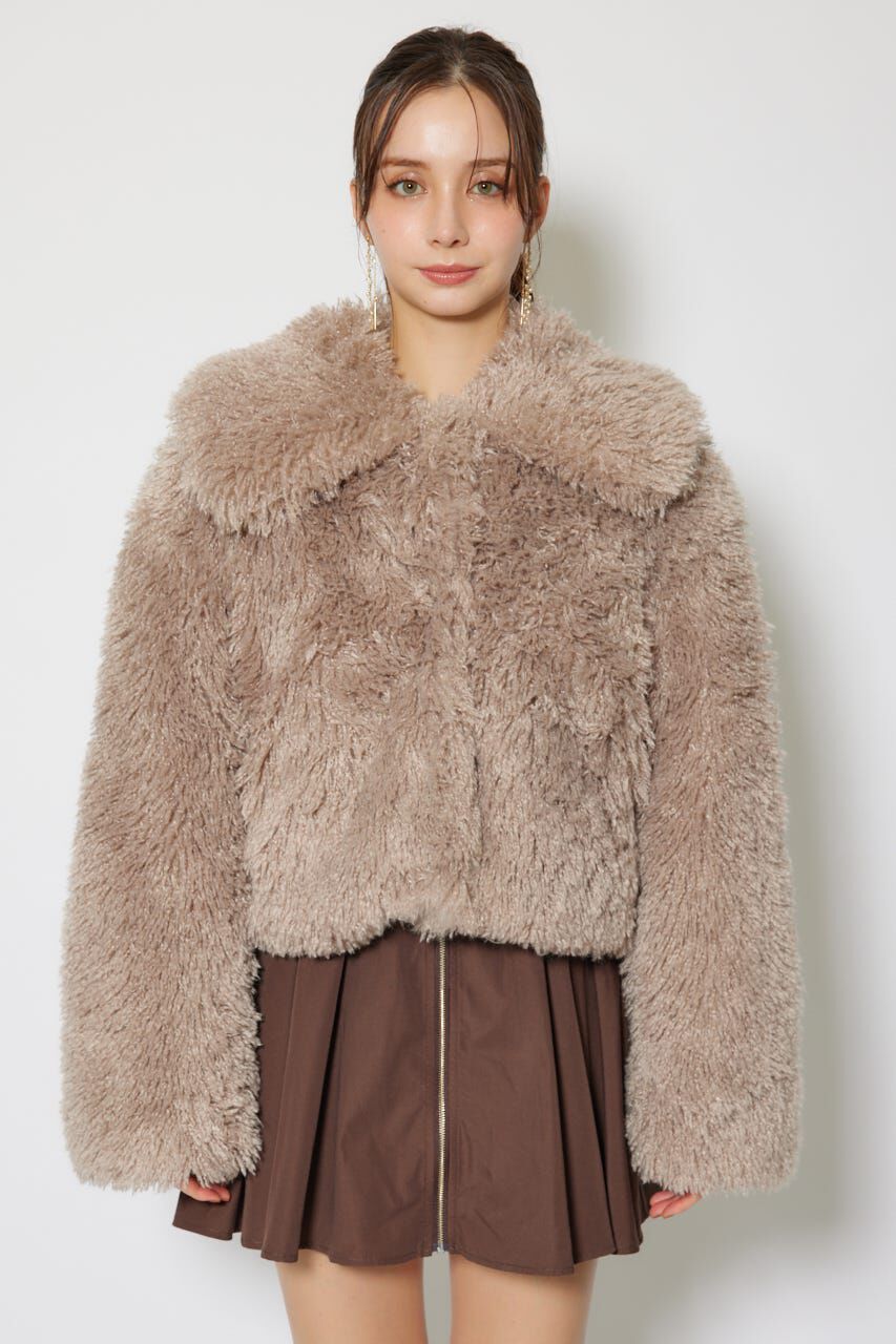 rienda「ショート丈フェイクプードルファーブルゾン」|ブルゾン・スタジャン|