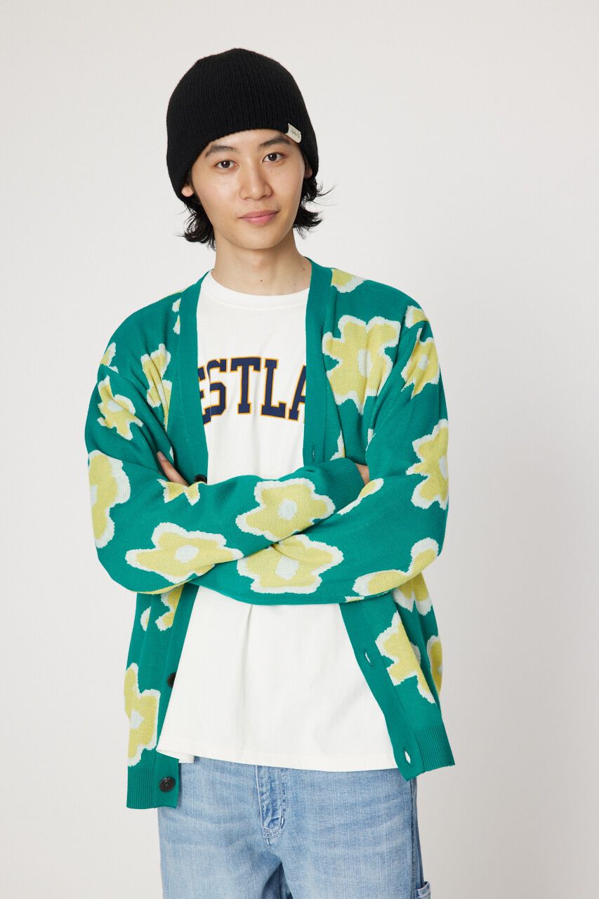 RODEO CROWNS「フラワージャガードニットカーディガン」|カーディガン|柄GRN5