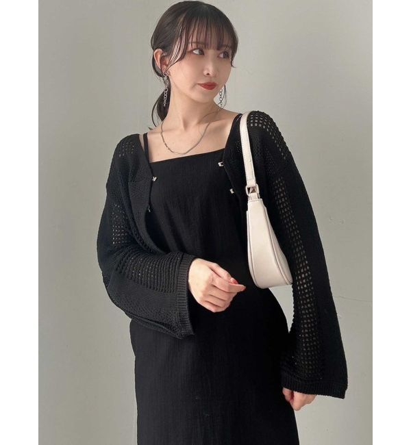 dazzlin「ホックデザインニットカーデ」|カーディガン|ブラック