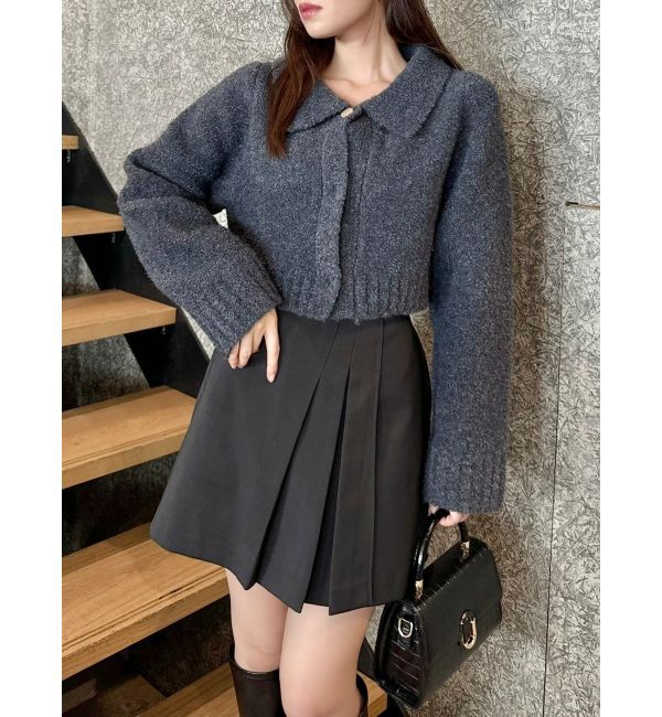 dazzlin「ラペルデザインショートカーディガン」|カーディガン|チャコールグレー