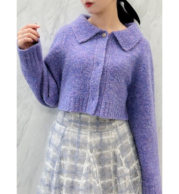 dazzlin「ラペルデザインショートカーディガン」|カーディガン|パープル