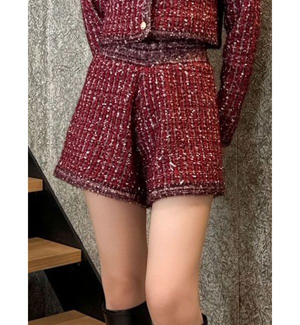 dazzlin「【SETUP】ツイードライクニットパンツ※セットアップ対応」|その他|レッド