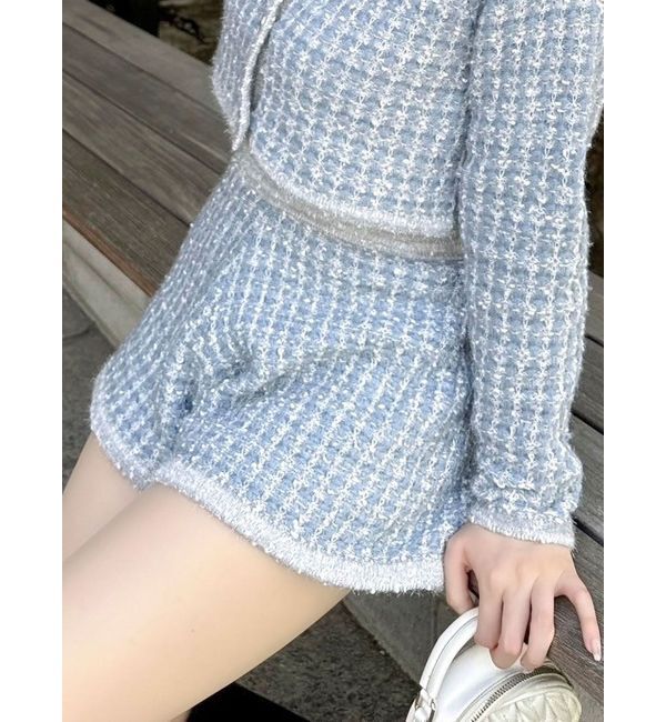 dazzlin「【SETUP】ツイードライクニットパンツ※セットアップ対応」|その他|ブルー