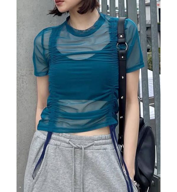 MURUA「グラデーションシアートップス」|Tシャツ・カットソー|ブルー