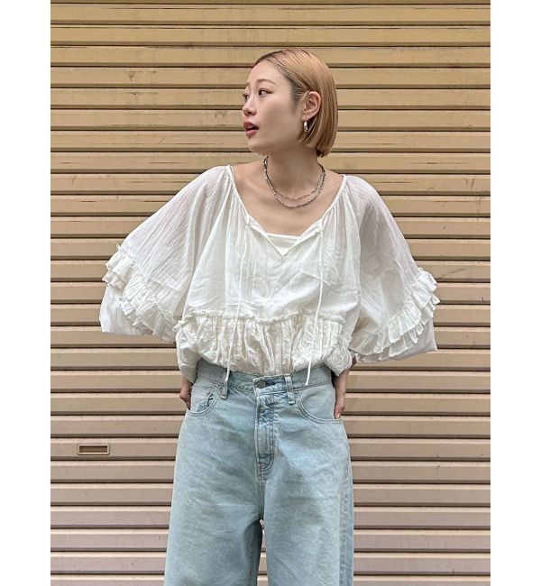 Ungrid「ビーズデザインスリーブボリュームブラウス」|シャツ・ブラウス|オフホワイト