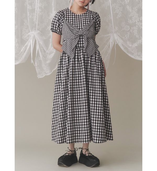 merry jenny「ギンガムリボンワンピース」|ワンピース|ブラック