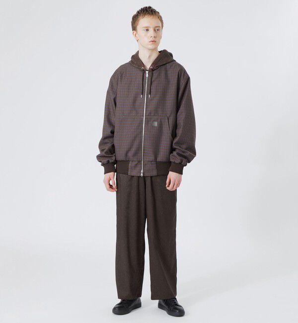  「バイマテリアルチェックコンビ フードジャケット」|ブルゾン・スタジャン|