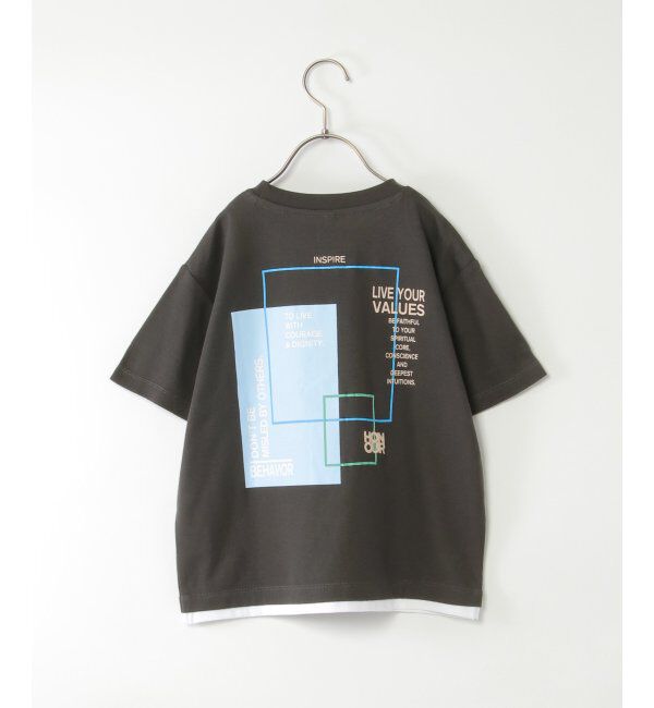 ikka kids「鹿の子裾レイヤープリントTシャツ（120~160cm）」|Tシャツ・カットソー|