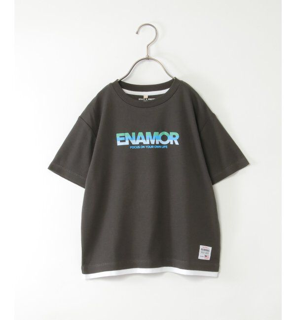 ikka kids「鹿の子裾レイヤープリントTシャツ（120~160cm）」|Tシャツ・カットソー|ダークグレー