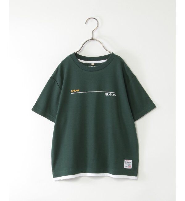 ikka kids「鹿の子裾レイヤープリントTシャツ（120~160cm）」|Tシャツ・カットソー|Dkグリーン