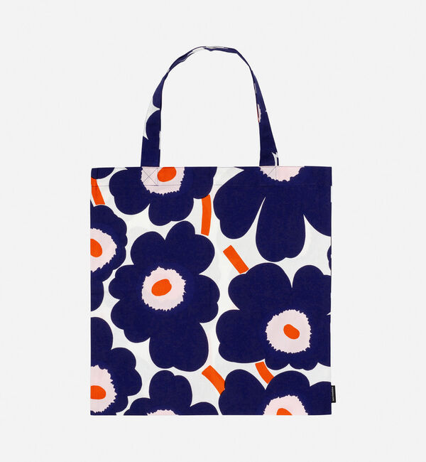 Marimekko「【アジア限定】Pieni Unikko トートバッグ 43&times;44cm」|トートバッグ|ﾀﾞｰｸﾌﾞﾙｰ&times;ｵﾚﾝｼﾞ