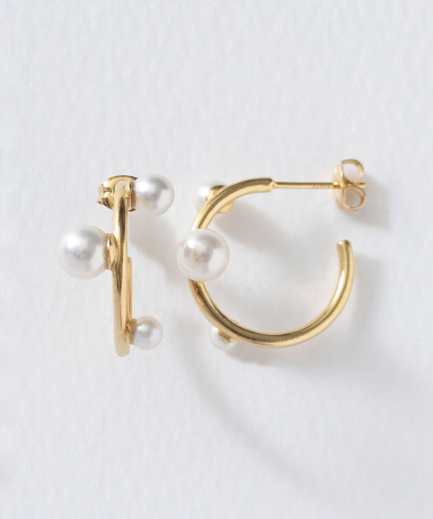  「silver925 パールビジュー ランダム フープピアス（ニッケルフリー）」|ピアス|PRL