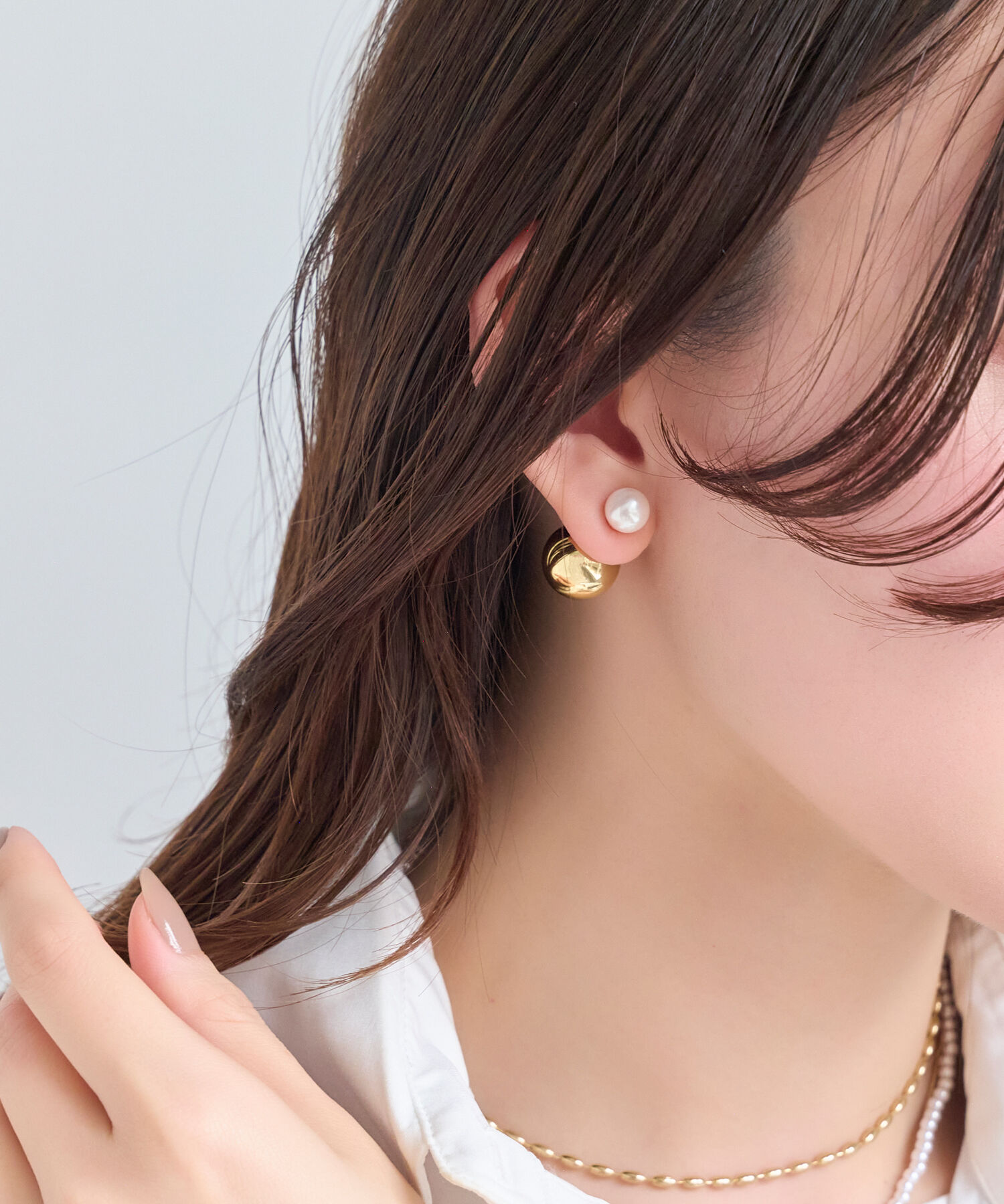 Phoebe「メタルボールバックキャッチピアス　パール」|ピアス|