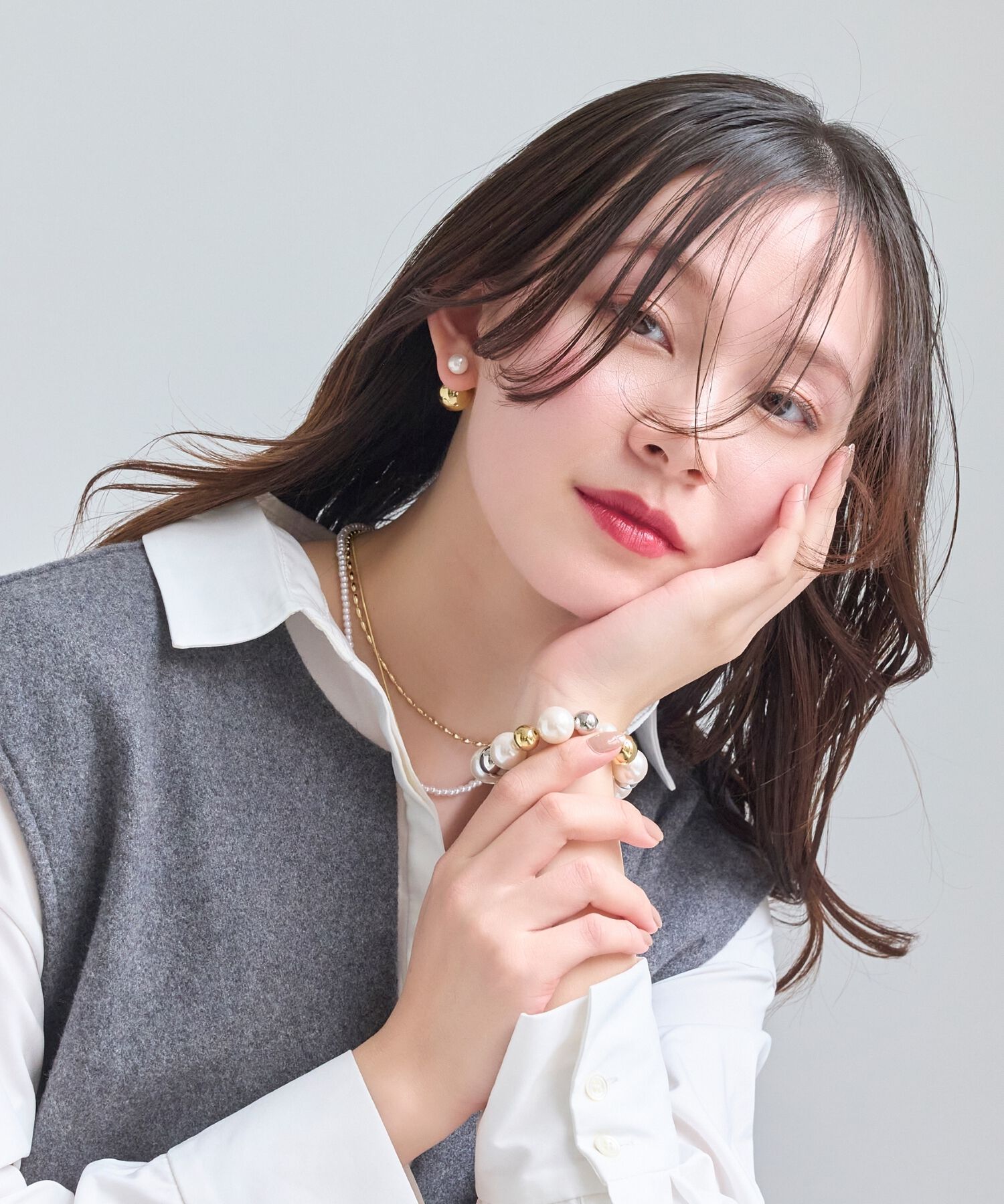 Phoebe「メタルボールバックキャッチピアス　パール」|ピアス|