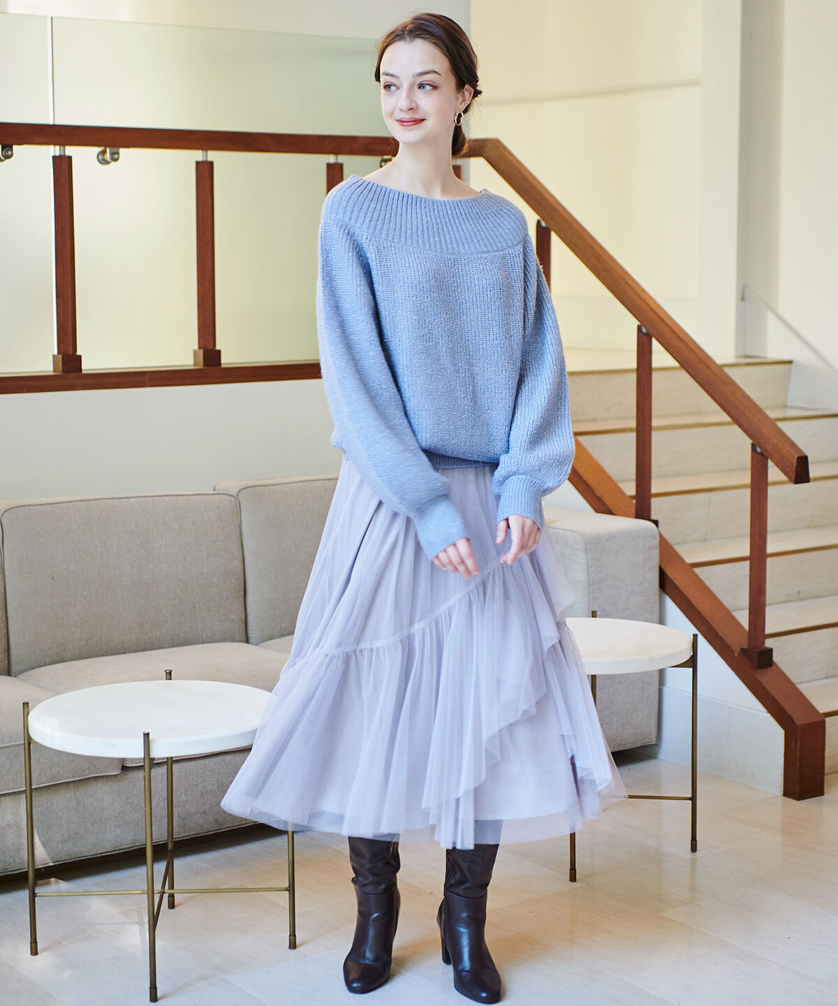 アンドクチュール「モヘアライクオフショルプルオーバー」|ニット・セーター|