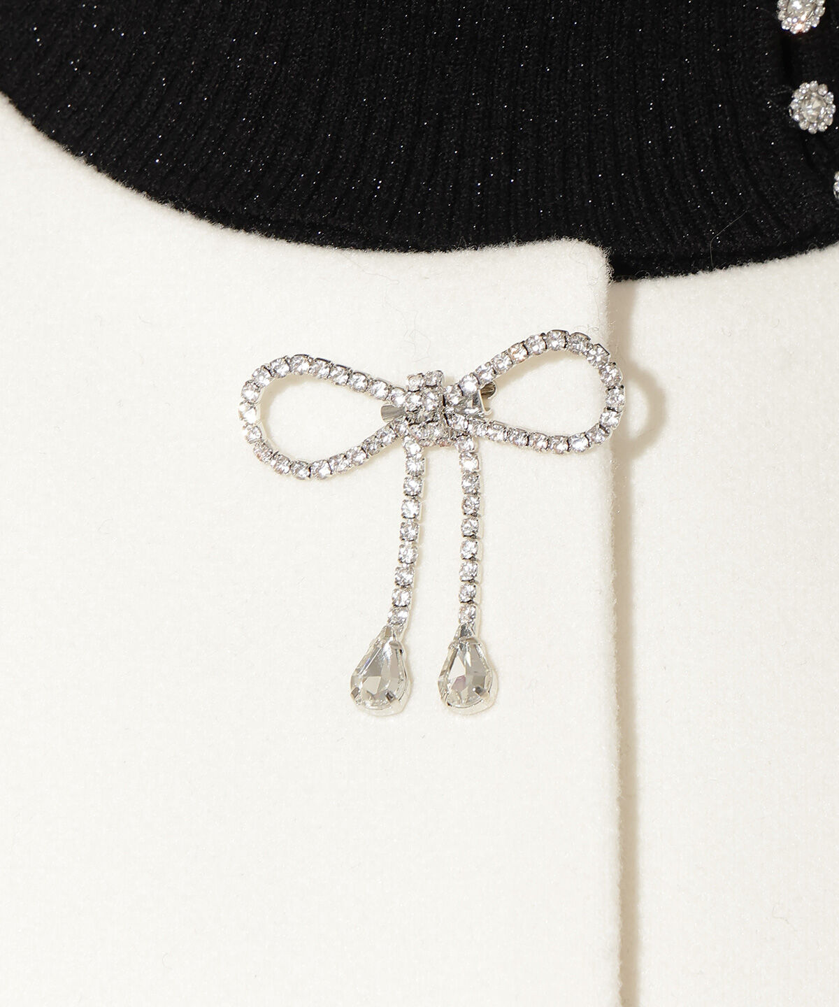 WILLSELECTION「ビジューリボンノーカラーコート」|ノーカラーコート|