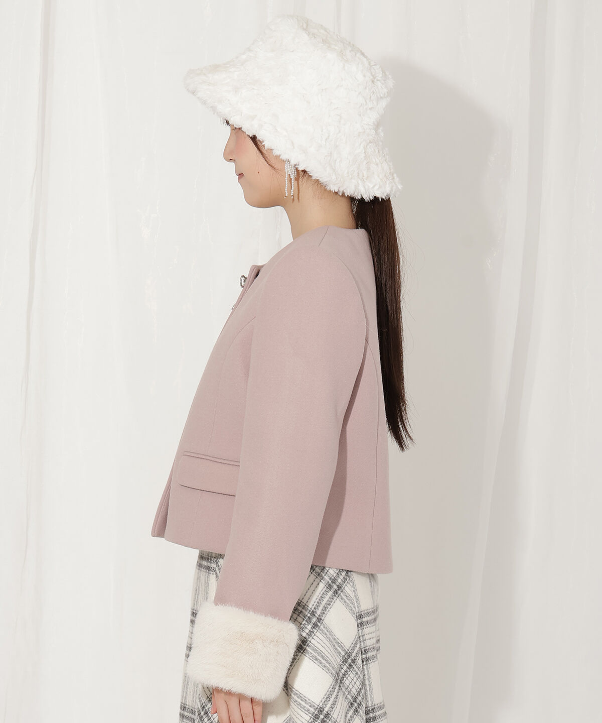 WILLSELECTION「ビジューリボンノーカラーコート」|ノーカラーコート|