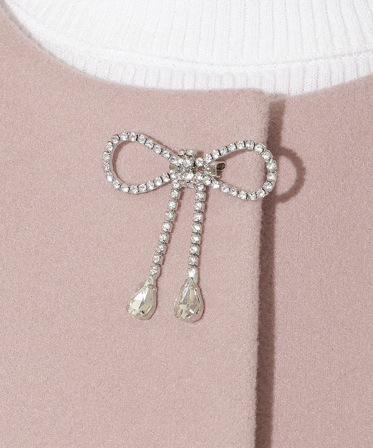 WILLSELECTION「ビジューリボンノーカラーコート」|ノーカラーコート|