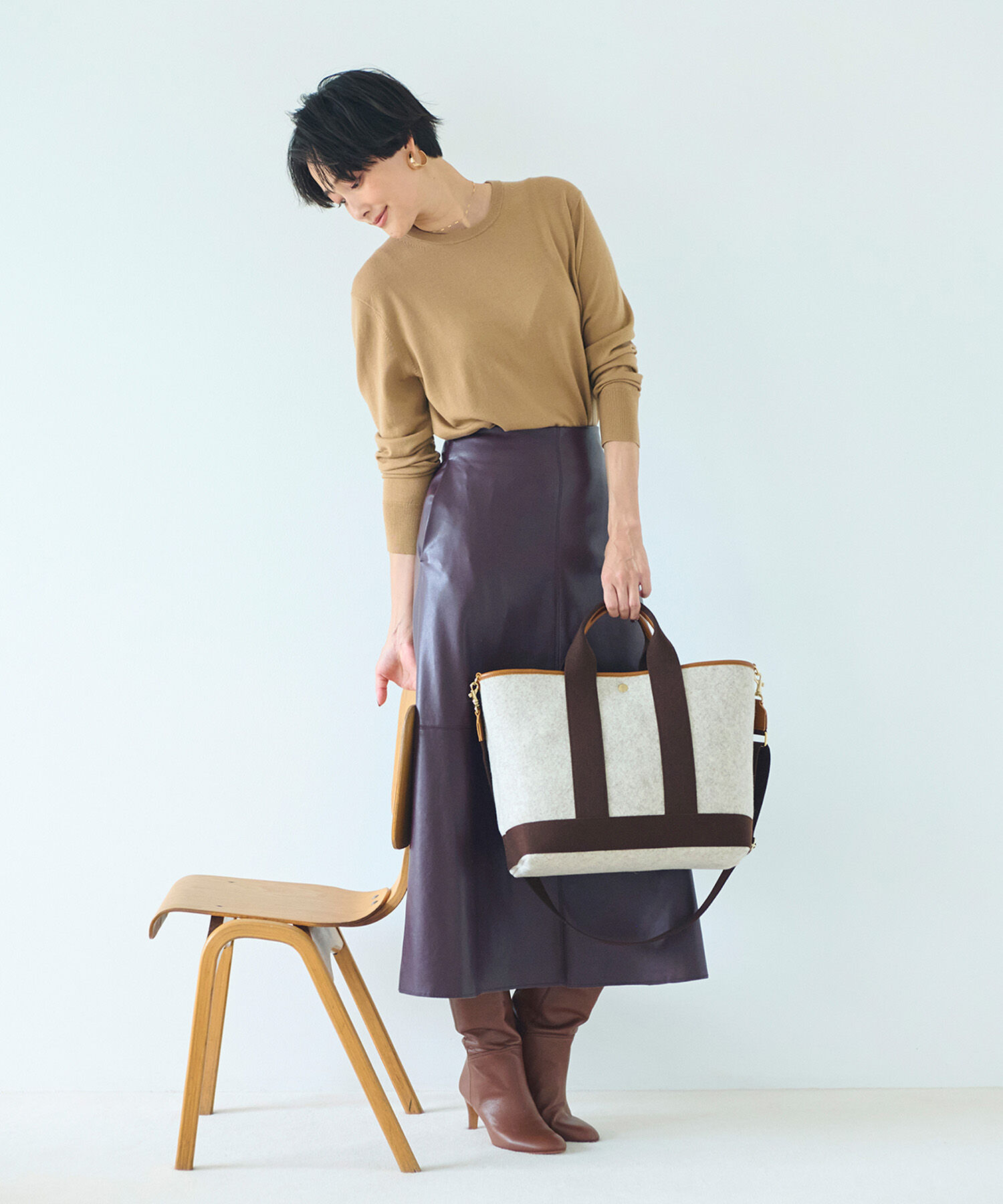 TOPKAPI BREATH「【Breath TOPKAPI】イタリアンフェルト ショルダー付 A4 トートバッグ L」|トートバッグ|