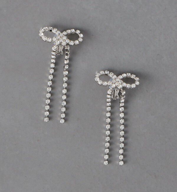 UNITED ARROWS「ラインストーン リボン イヤリング」|イヤリング|SILVER