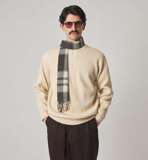 STEVEN ALAN「＜Steven Alan＞ T/C 9G アゼ ハーフジップ ドライバーズ ニット」|ニット・セーター|