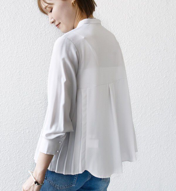 SHIPS for women「《一部追加予約》【WEB限定】〈手洗い可能〉ストレッチ ジョーゼット プリーツ ブラウス」|シャツ・ブラウス|