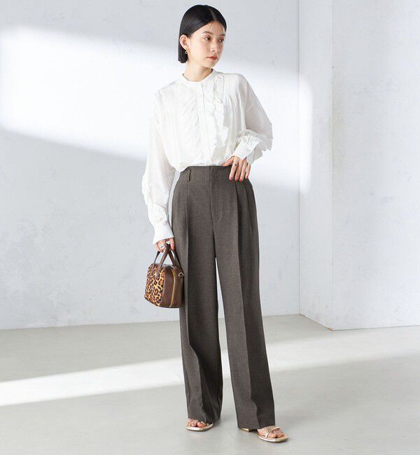 SHIPS for women「〈手洗い可能〉コットン シルク ローン フリル ブラウス」|シャツ・ブラウス|