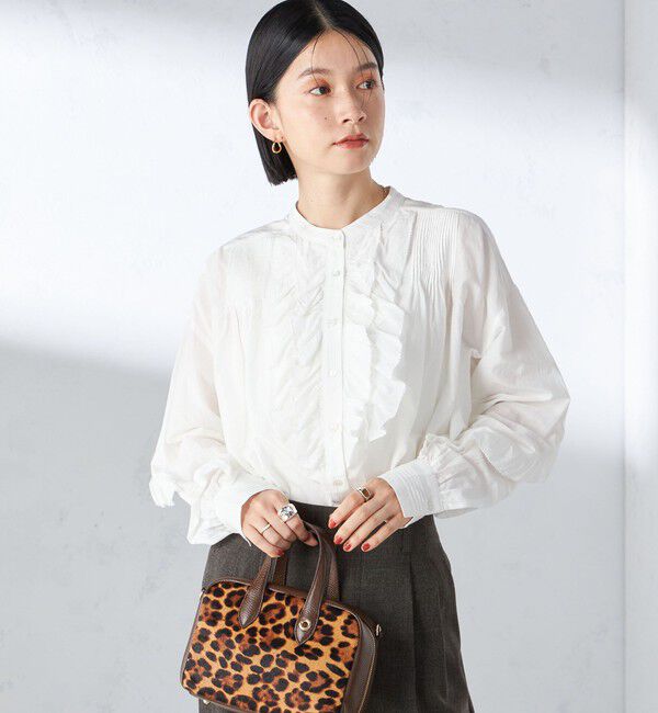 SHIPS for women「〈手洗い可能〉コットン シルク ローン フリル ブラウス」|シャツ・ブラウス|