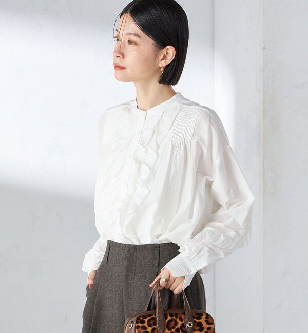 SHIPS for women「〈手洗い可能〉コットン シルク ローン フリル ブラウス」|シャツ・ブラウス|