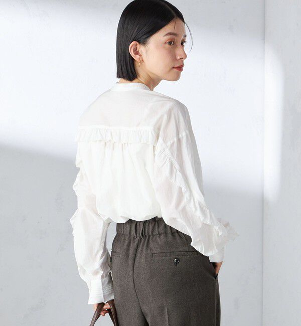 SHIPS for women「〈手洗い可能〉コットン シルク ローン フリル ブラウス」|シャツ・ブラウス|