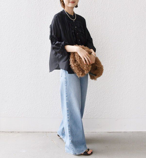 SHIPS for women「〈手洗い可能〉コットン シルク ローン フリル ブラウス」|シャツ・ブラウス|