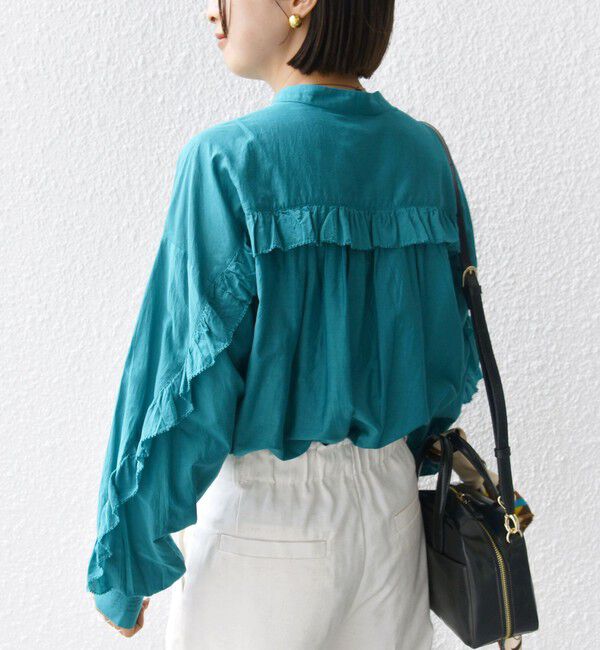 SHIPS for women「〈手洗い可能〉コットン シルク ローン フリル ブラウス」|シャツ・ブラウス|