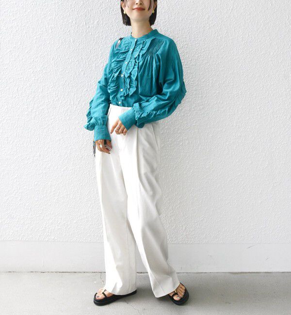 SHIPS for women「〈手洗い可能〉コットン シルク ローン フリル ブラウス」|シャツ・ブラウス|