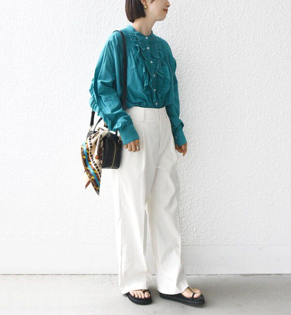 SHIPS for women「〈手洗い可能〉コットン シルク ローン フリル ブラウス」|シャツ・ブラウス|