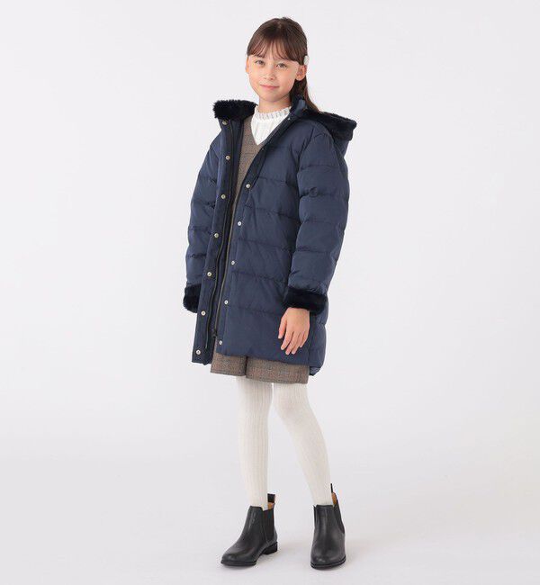 SHIPS KIDS「SHIPS KIDS:140～150cm /〈手洗い可能〉リバティ リサイクル ロング ダウン」|ダウン|