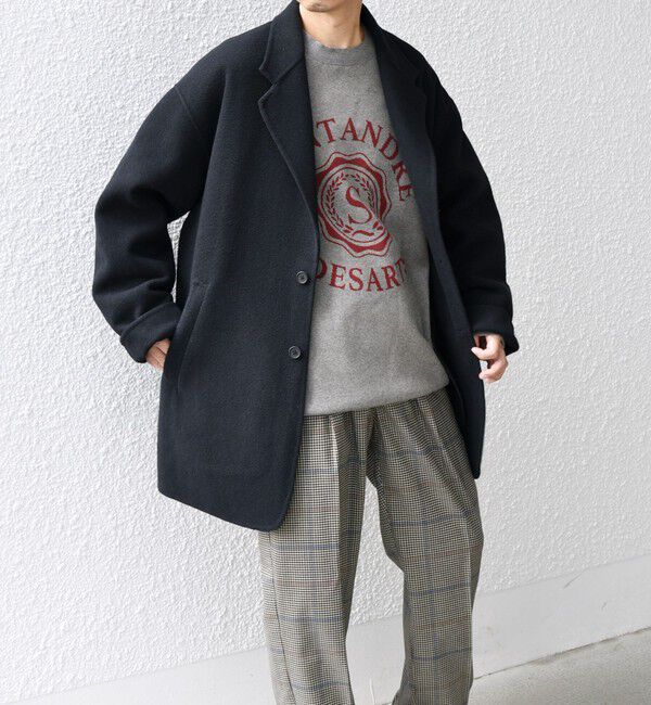 SHIPS any「SHIPS any: リバー メルトン オーバーサイズ ジャケット コート (チェスターコート)◇」|チェスターコート|ブラック