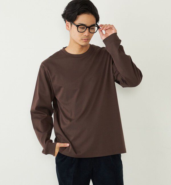 SHIPS Colors 「SHIPS Colors:シルケット コットン クルーネック Tシャツ (ロンT)◇」|Tシャツ・カットソー|ブラウン