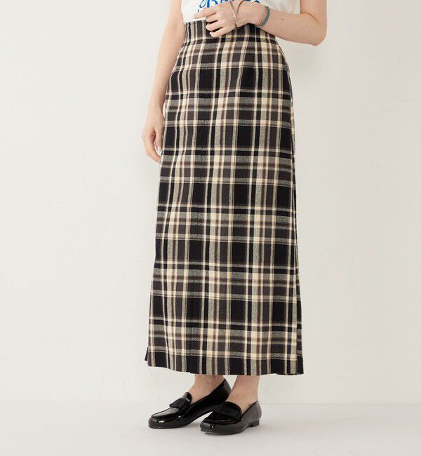SHIPS Colors 「SHIPS Colors:〈手洗い可能〉カラミ チェック フロントスリット スカート」|タイト|