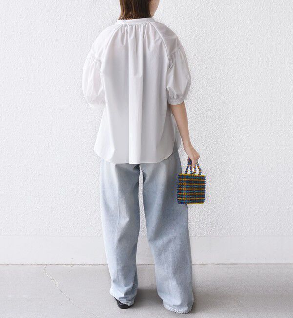 SHIPS for women「〈接触冷感 / 撥水加工〉TEX BRID(R)タフタ スキッパー 5分袖 ブラウス」|シャツ・ブラウス|