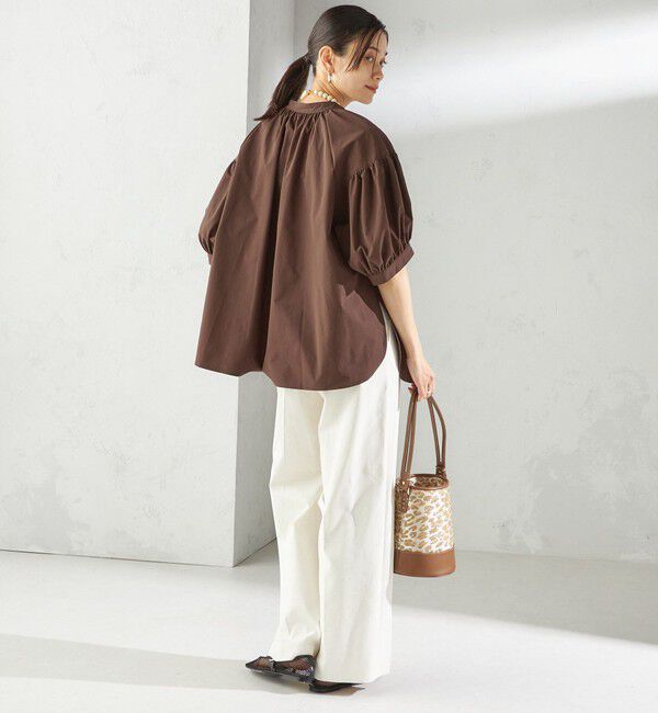 SHIPS for women「〈接触冷感 / 撥水加工〉TEX BRID(R)タフタ スキッパー 5分袖 ブラウス」|シャツ・ブラウス|