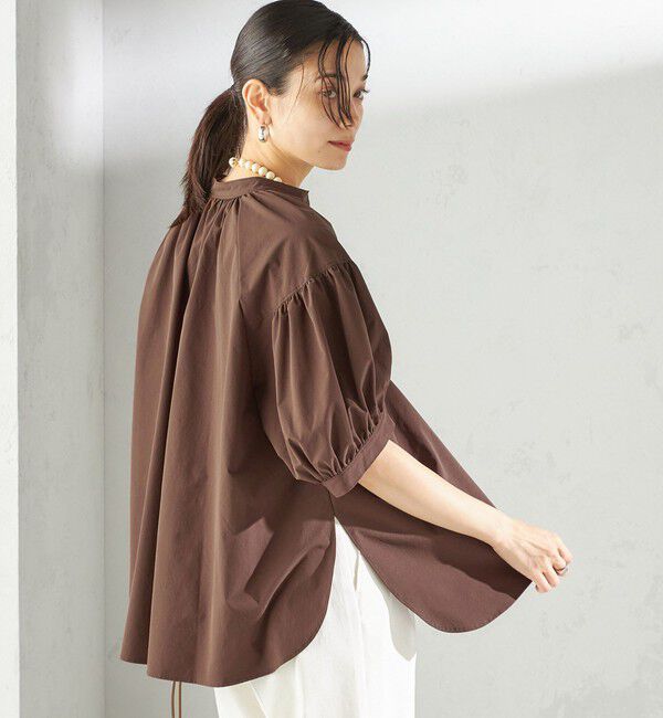 SHIPS for women「〈接触冷感 / 撥水加工〉TEX BRID(R)タフタ スキッパー 5分袖 ブラウス」|シャツ・ブラウス|