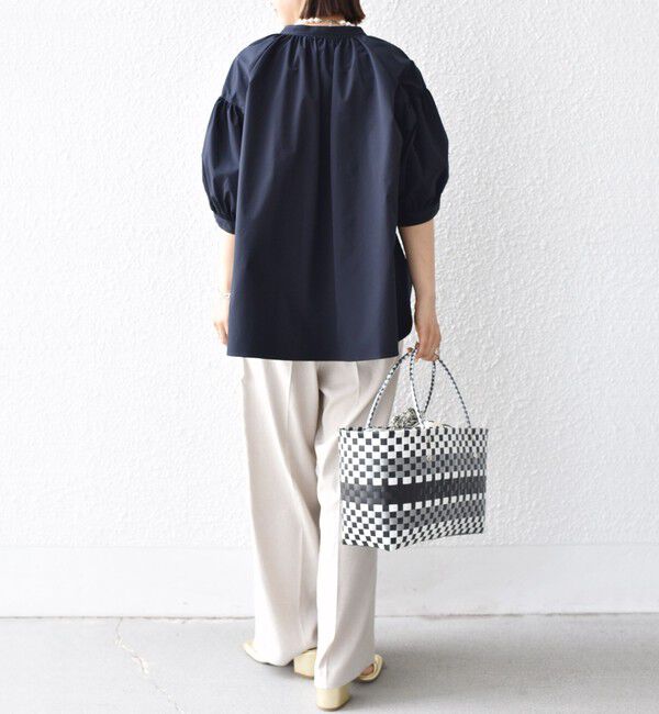 SHIPS for women「〈接触冷感 / 撥水加工〉TEX BRID(R)タフタ スキッパー 5分袖 ブラウス」|シャツ・ブラウス|