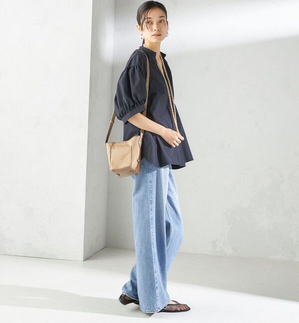 SHIPS for women「〈接触冷感 / 撥水加工〉TEX BRID(R)タフタ スキッパー 5分袖 ブラウス」|シャツ・ブラウス|