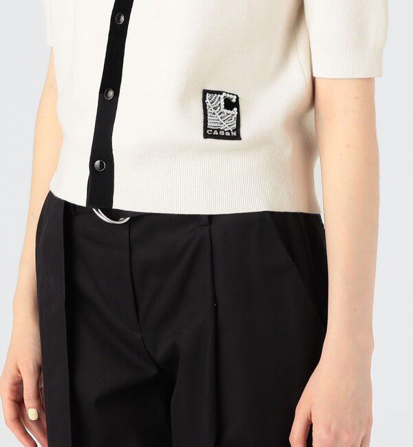 CABaN「コットンカシミヤ バイカラーハーフスリーブカーディガン」|カーディガン|